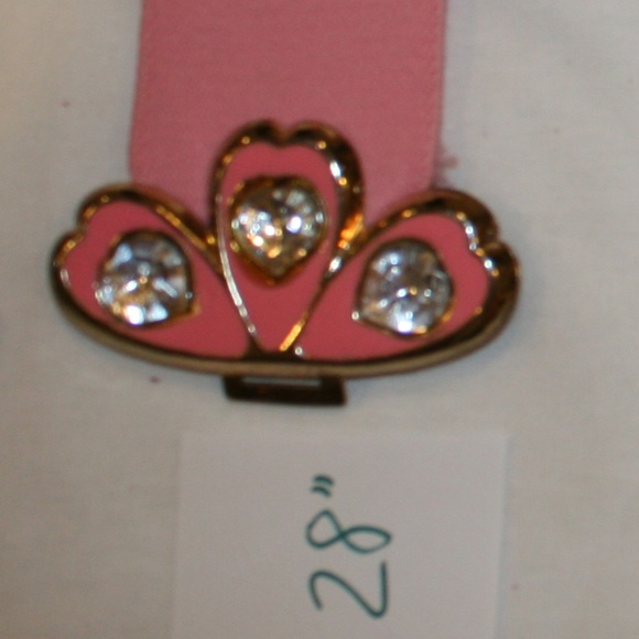 ??  Vintage Flamingo Pink Flower Rhinestone Elastic Bling Belt 25-28\